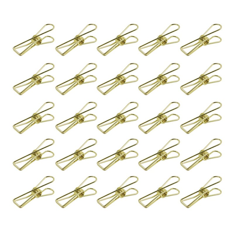 Zoohot Pack of 25 Gold Small Metal Clips - Multi-Purpose Clothesline Utility Clips - Image 2